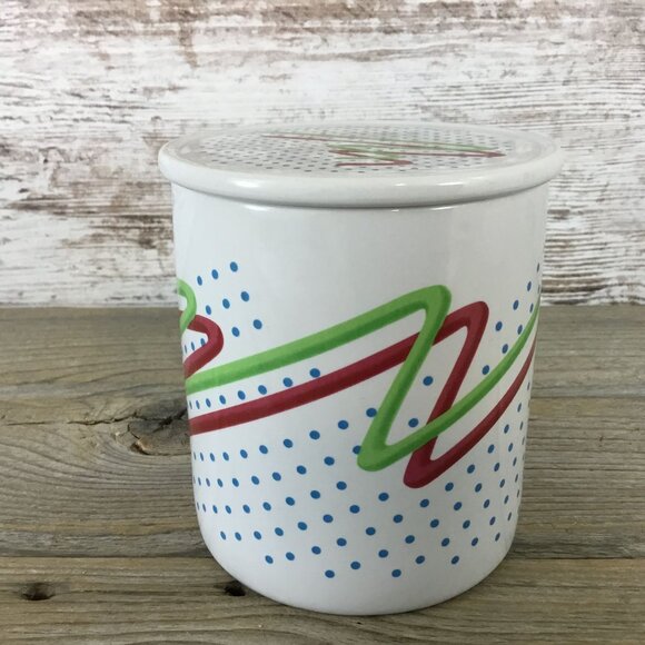 Vintage FTD Especially For You Coffee Mug with Lid Polka Dot Red Green Scribble - Picture 2 of 8